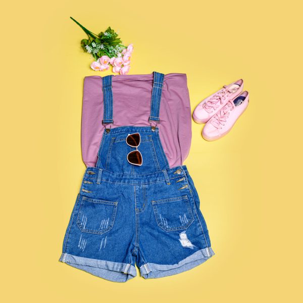 Distressed faded Denim overalls in Size 12