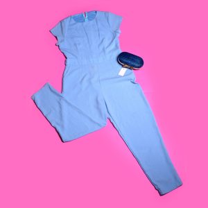 Light Blue sleeveless long Jumpsuit in size 14