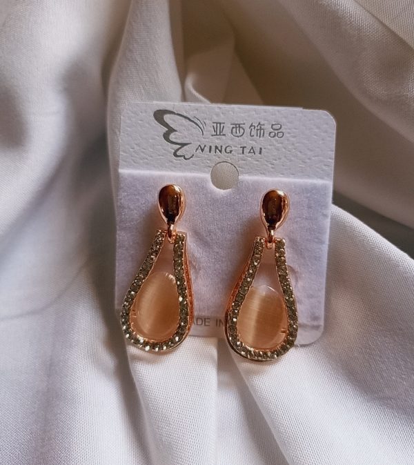 Cubic Zirconia Dangle Earrings in Rose Gold Plated Sterling Silver