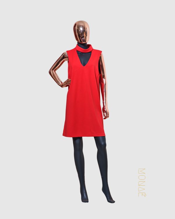 Sleeveless Shift Dress with Choker Neckline in size 16