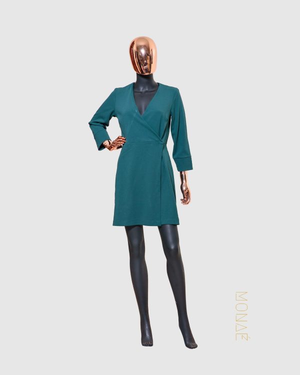 WAREHOUSE Sophisticated 3/4 Stylish Green Wrap Dress in Size 10