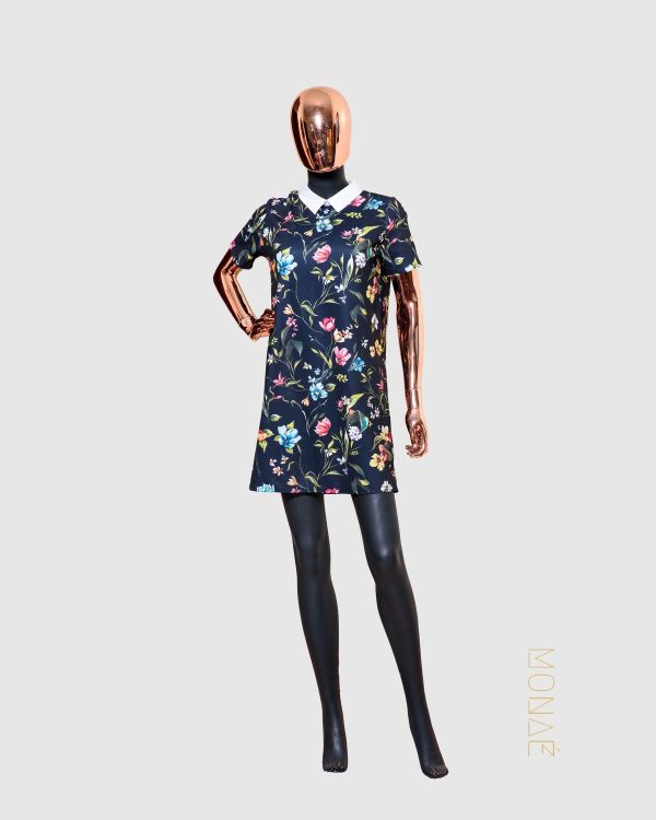 Zara Mini Contrast Collar Floral Print Dress in Size 6-8