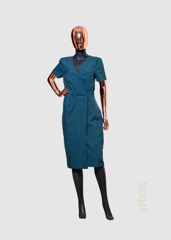 Dorothy Perkins Green V-Neck Surplice Wrap Dress in Size 14