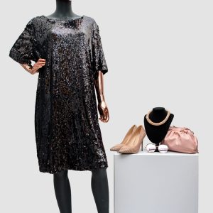 BLACK PARTY DRESS WITH SEQUINS BY GEORGE