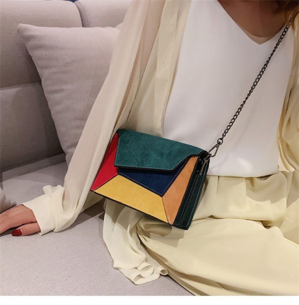 Luxury Small Chain shoulder summer contrast color patchwork bag 1686
