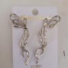 Super Fairy Bowtie Pearl Silver Butterfly Earrings 021