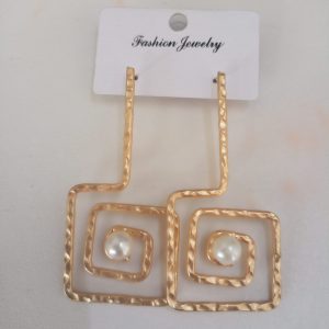 2x1 Gold Tone Square Spiral Earrings 015