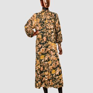 New Floral Print Shirred Frill Ruffle Hem Dress in size 6