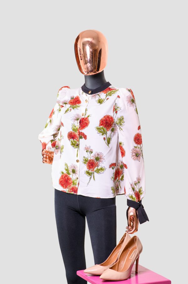 Women's Casual Floral Long Sleeved Blouse in Size 10-12