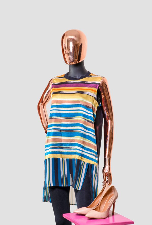 New M&S Peruna Striped Dipped Hem Sleevelesss Tunic Size 12