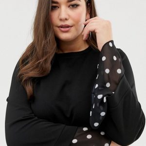 ASOS Design Curve 2 in 1 Sweat Dress with Spot Hem and Cuff- size 18