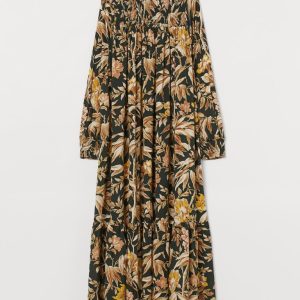 New Floral Print Shirred Frill Ruffle Hem Dress in size 6